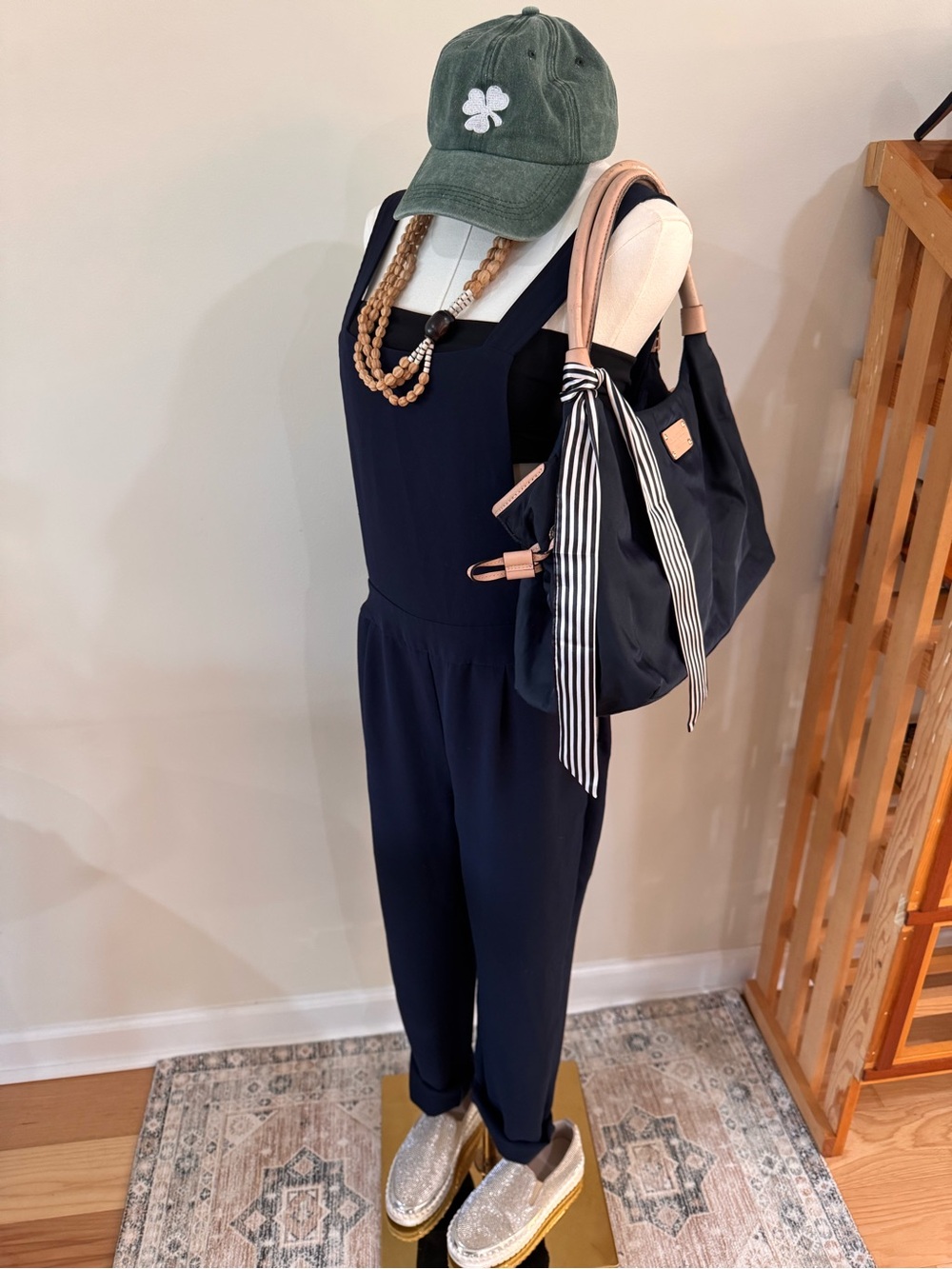 Lulu's Navy Sleeveless Suspender Square-Neck Jumpsuit